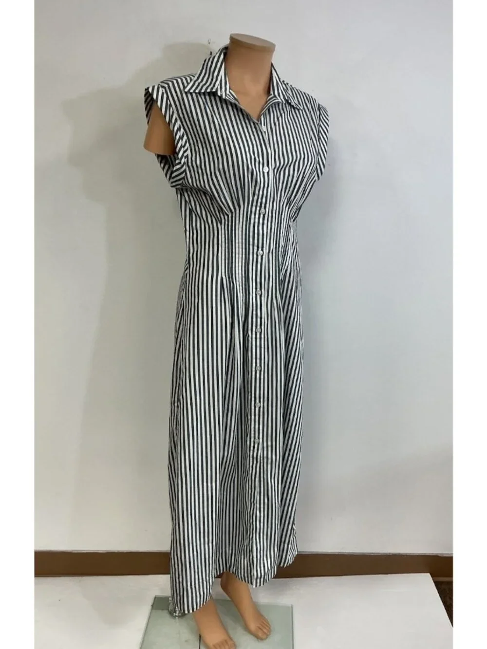Abercrombie & Fitch Smocked Maxi Dress Nautical Button Front Womens Small